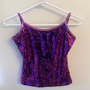 Gia Mia Dance-wear sequins tank top with spaghetti straps Sz Small